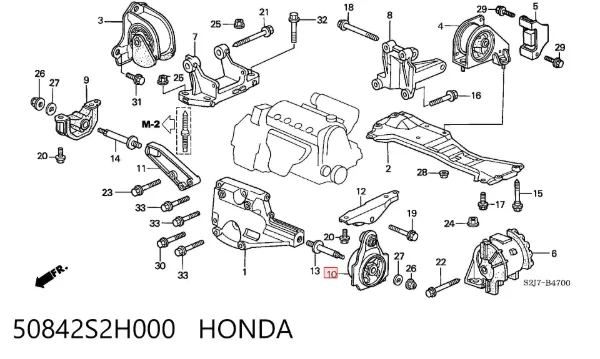 Soporte delantero izquierdo del motor 50842S2H000 Honda