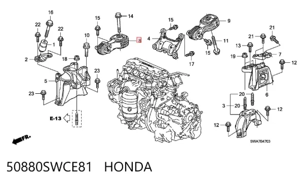 Soporte superior derecho del motor 50880SWCE81 Honda