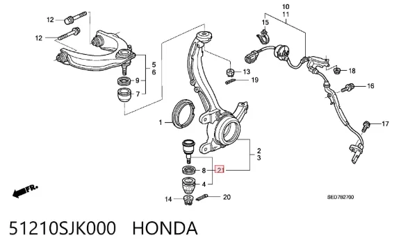 Rótula inferior de suspensión 51210SJK000 Honda