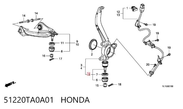 Rótula inferior de suspensión 51220TA0A01 Honda