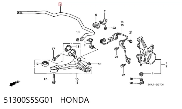 Estabilizador delantero 51300S5SG01 Honda