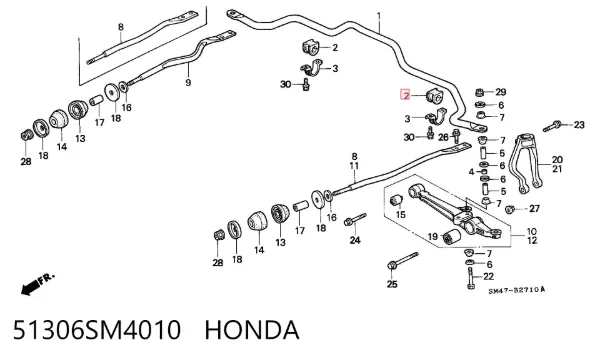 Buje de barra estabilizadora delantera 51306SM4010 Honda