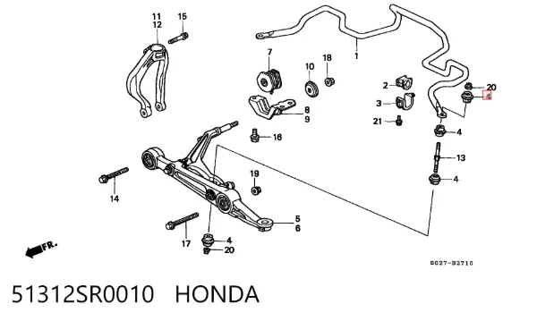 Bieleta estabilizadora trasera 51312SR0010 Honda