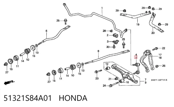 Bieleta estabilizadora delantera izquierda 51321S84A01 Honda