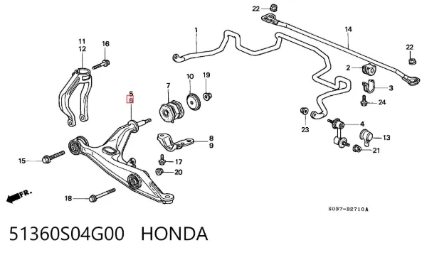 Brazo inferior izquierdo de la suspensión delantera 51360S04G00 Honda