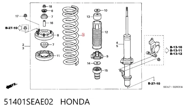 Muelle delantero 51401SEAE02 Honda