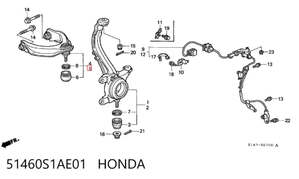 Brazo superior izquierdo de la suspensión delantera 51460S1AE01 Honda