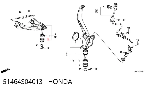 Fuelle superior de rótula 51464S04013 Honda