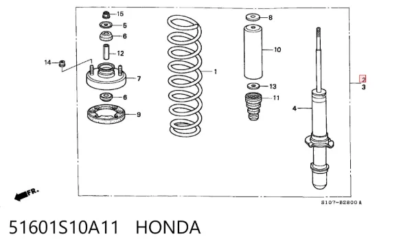 Amortiguador 51601S10A11 Honda
