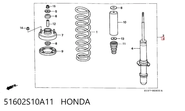 Amortiguador 51602S10A11 Honda
