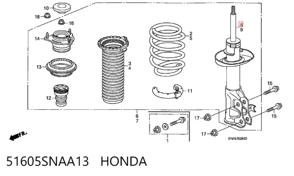 Amortiguador delantero derecho 51605SNAA13 Honda