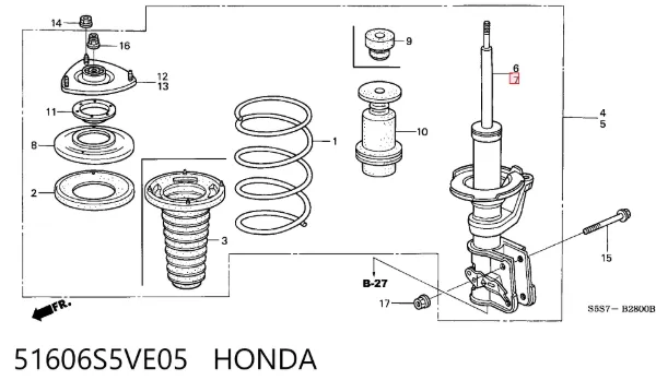 Amortiguador delantero izquierdo 51606S5VE05 Honda