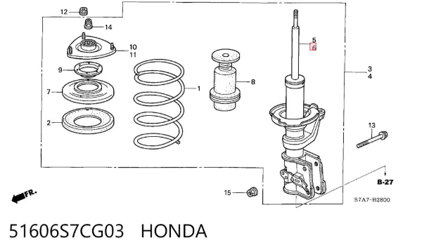 Amortiguador delantero izquierdo 51606S7CG03 Honda