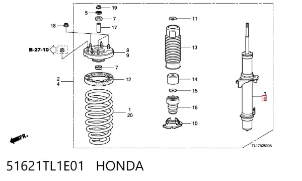 Amortiguador delantero izquierdo 51621TL1E01 Honda