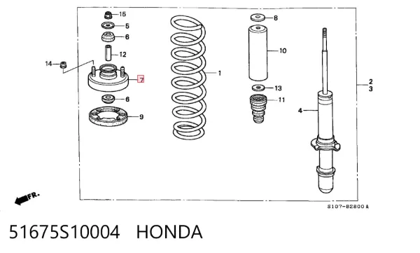 Soporte del amortiguador delantero 51675S10004 Honda