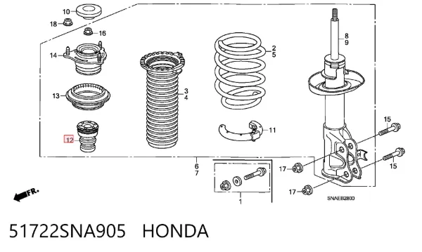 Tope de amortiguador delantero 51722SNA905 Honda