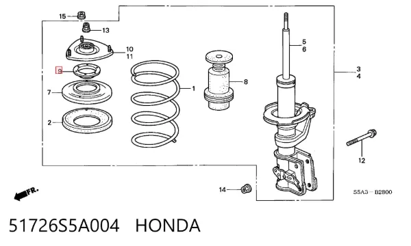Rodamiento de soporte del amortiguador delantero 51726S5A004 Honda