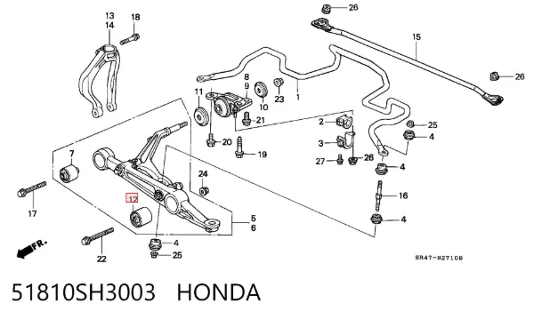 Silentblock del brazo de suspensión 51810SH3003 Honda