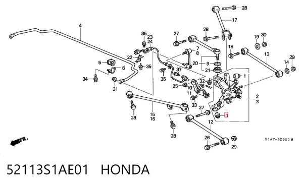 Buje del brazo inferior trasero 52113S1AE01 Honda