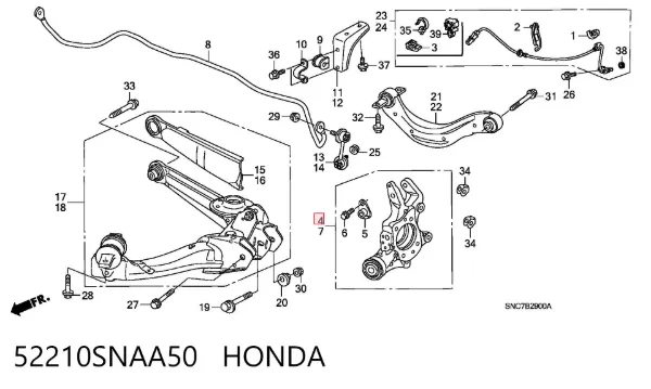Mangueta trasera derecha 52210SNAA50 Honda