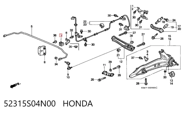 Buje de barra estabilizadora trasera 52315S04N00 Honda