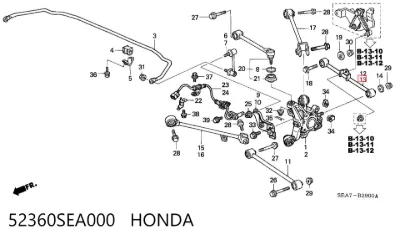 Barra transversal de la suspensión trasera HONDA 52360SEA000