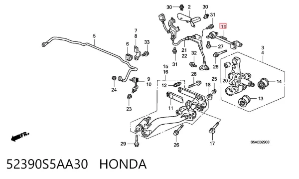 Brazo superior de suspensión trasera izquierdo/derecho 52390S5AA30 Honda