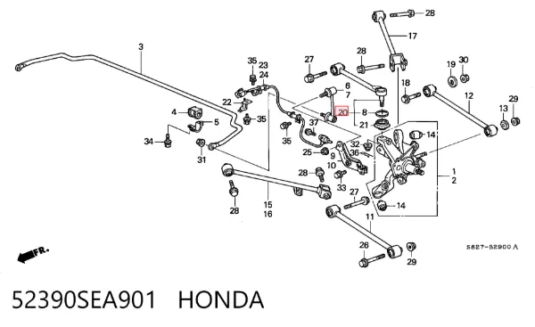 Brazo superior de suspensión trasera izquierdo/derecho 52390SEA901 Honda