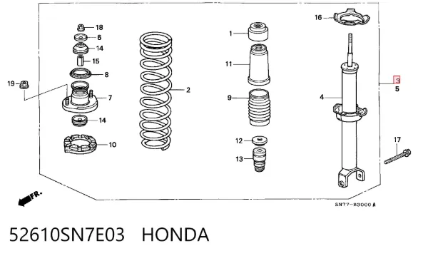 Amortiguador trasero 52610SN7E03 Honda