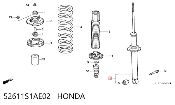 Amortiguador trasero 52611S1AE02 Honda