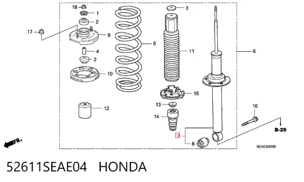 Amortiguador trasero 52611SEAE04 Honda