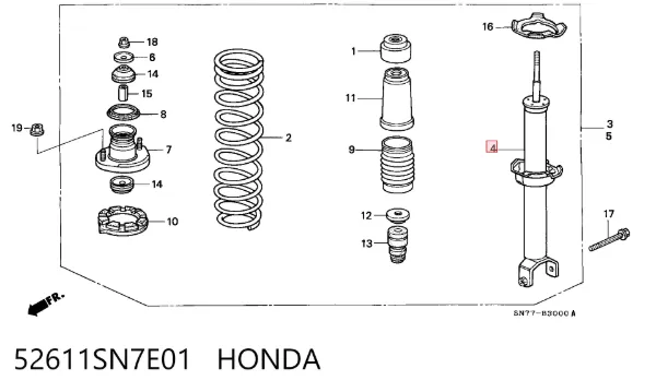 Amortiguador trasero 52611SN7E01 Honda