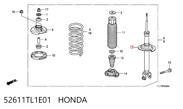 Amortiguador trasero 52611TL1E01 Honda