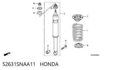 Buje de vástago de amortiguador trasero HONDA 52631SNAA11
