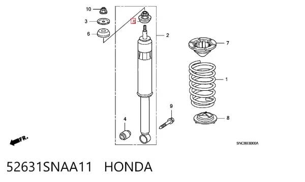 Buje de vástago de amortiguador trasero 52631SNAA11 Honda