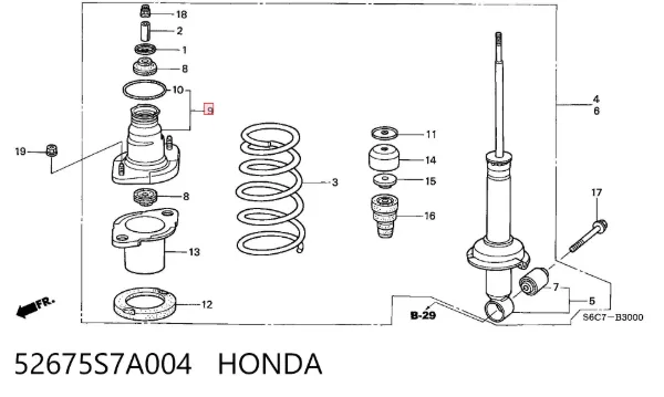 Copela de amortiguador trasero 52675S7A004 Honda