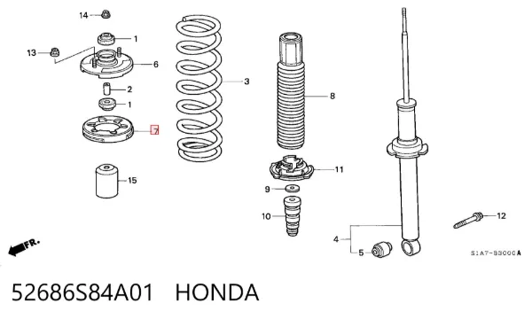 Copela de amortiguador trasero 52686S84A01 Honda