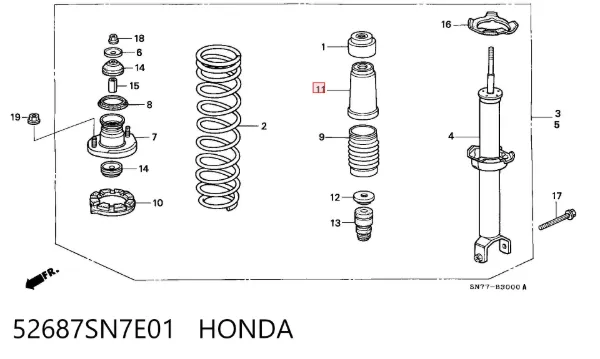 Guardapolvo amortiguador trasero 52687SN7E01 Honda