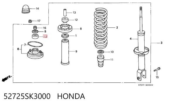 Soporte del amortiguador delantero 52725SK3000 Honda