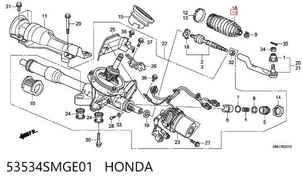 Fuelle dirección 53534SMGE01 Honda