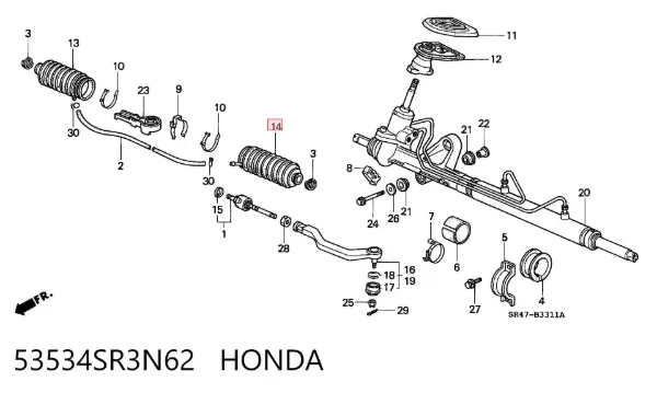 Fuelle dirección 53534SR3N62 Honda