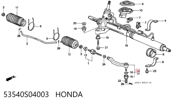 Rótula barra de dirección 53540S04003 Honda