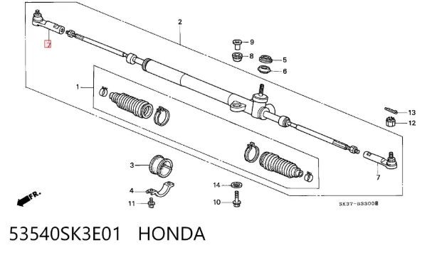 Rótula barra de dirección 53540SK3E01 Honda