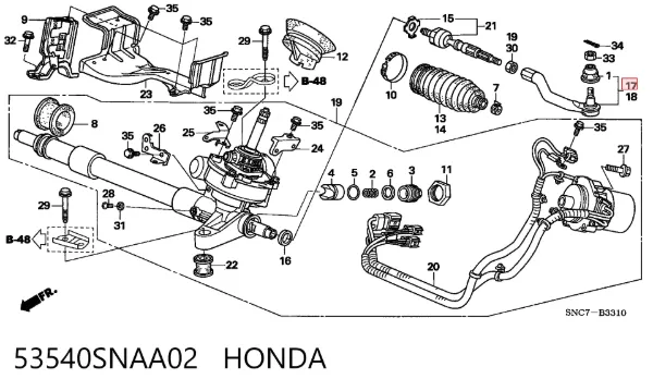 Rótula barra de dirección 53540SNAA02 Honda