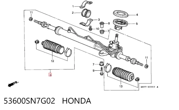 Cremallera de dirección 53600SN7G02 Honda