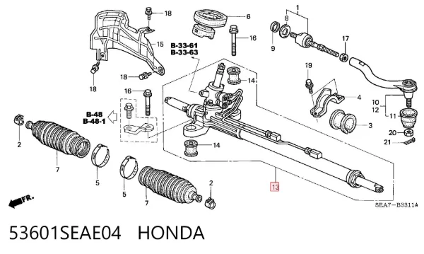 Cremallera de dirección 53601SEAE04 Honda