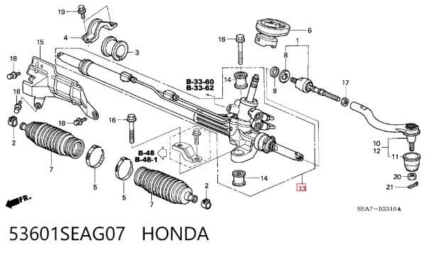 Cremallera de dirección 53601SEAG07 Honda