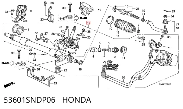 Cremallera de dirección 53601SNDP06 Honda