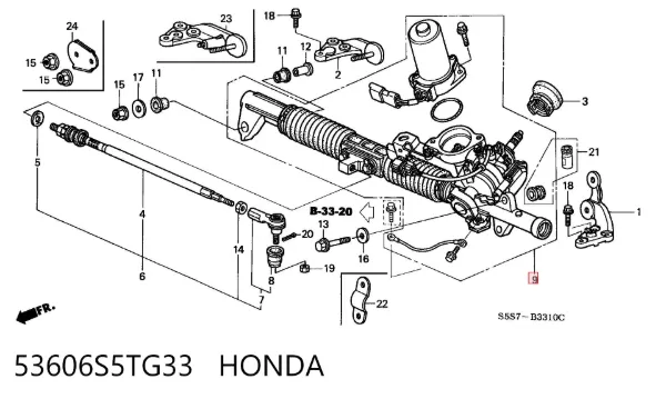 Cremallera de dirección 53606S5TG33 Honda