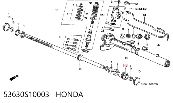 Tuerca de seguridad de la cremallera de dirección 53630S10003 Honda